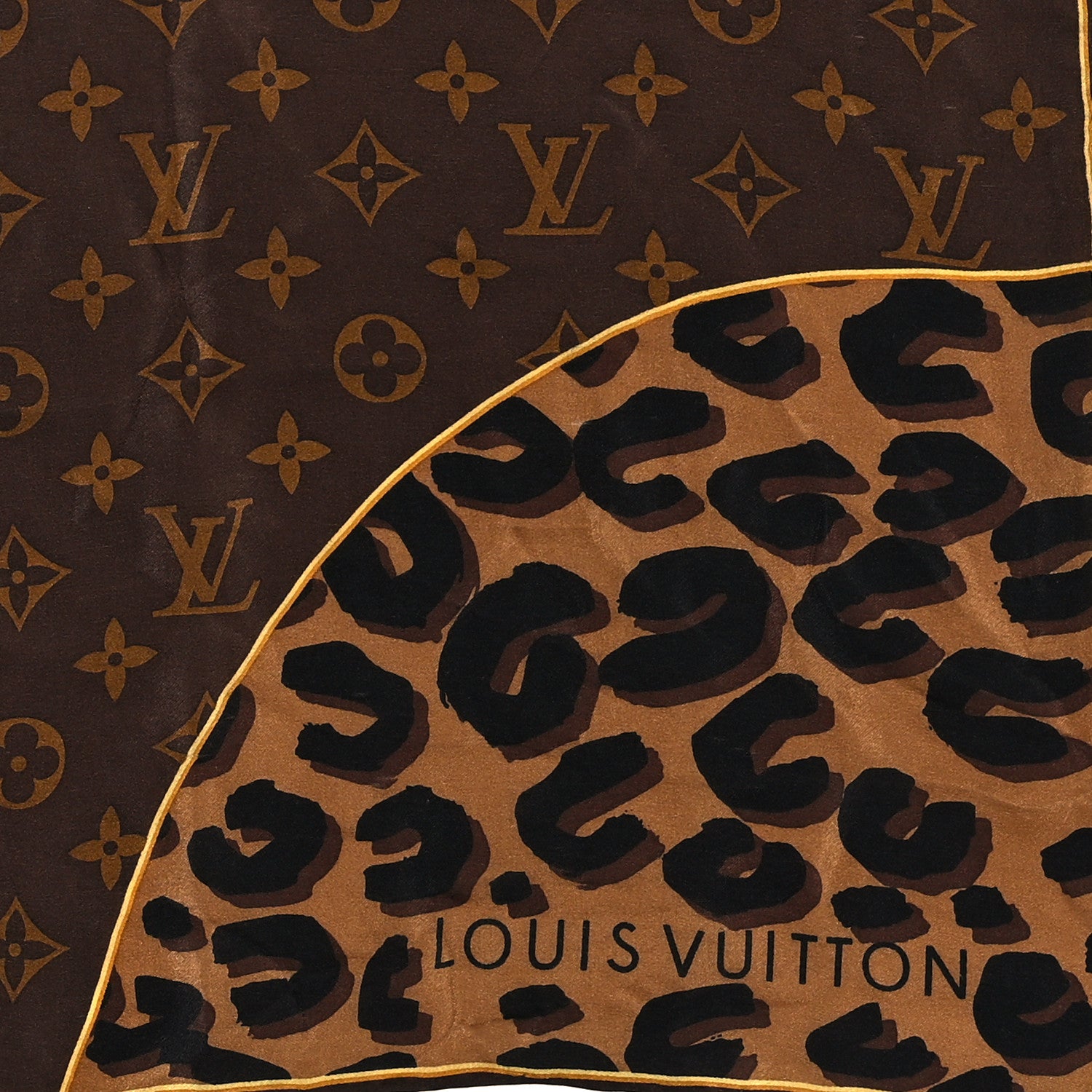 Louis Vuitton Silk Leopard Monogram Square Scarf 2 of 4