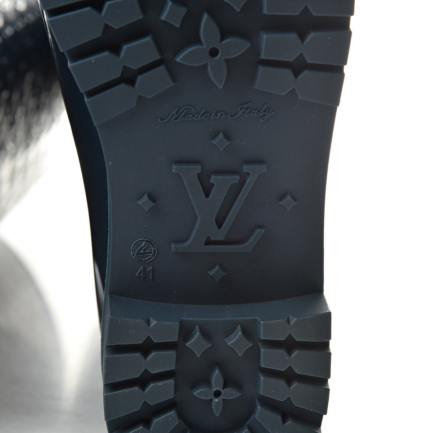 Rubber Embossed Monogram Splash Rain Boots 41 Blue