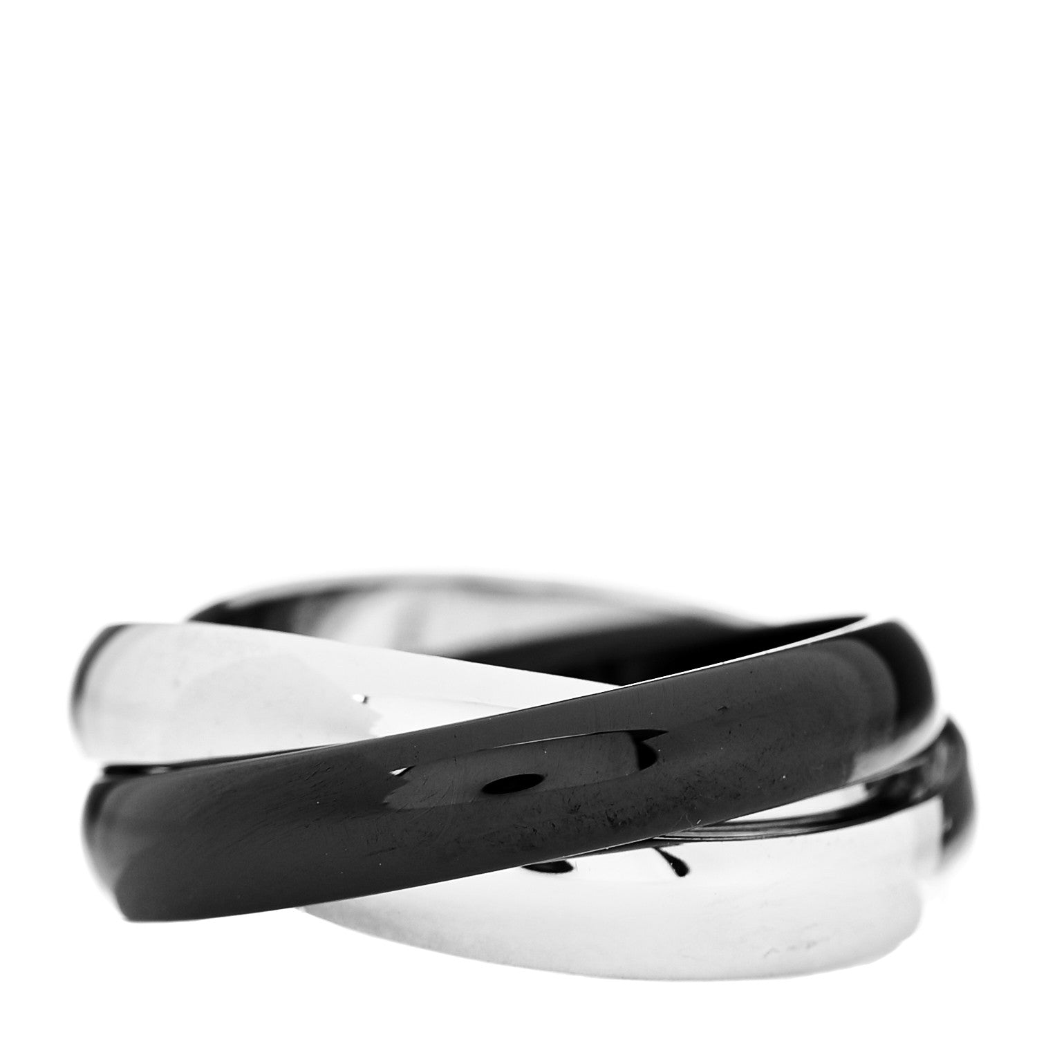 Cartier 18K White Gold Palladium Black Ceramic Trinity Ring 50 5.25 3 of 6
