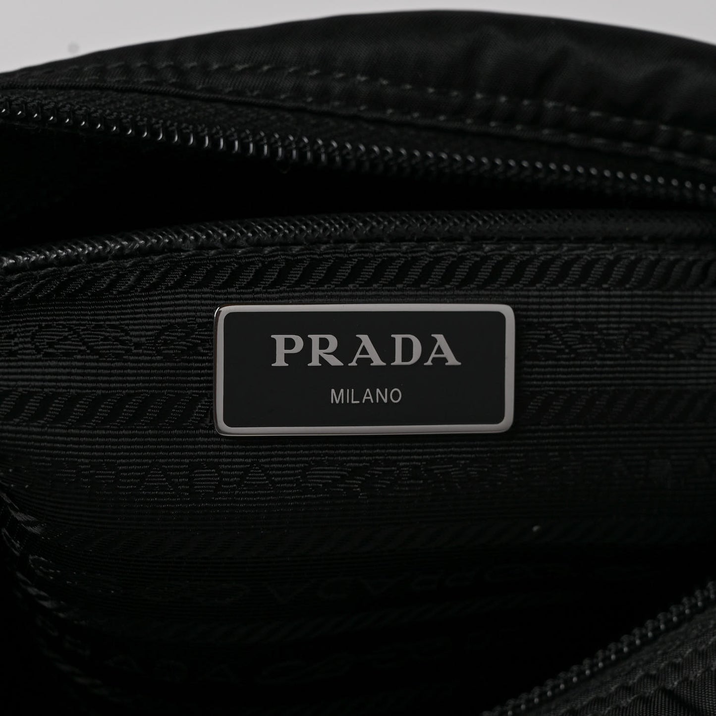 Re-Nylon Vela Saffiano Pocket Double Zip Messenger Bag Black