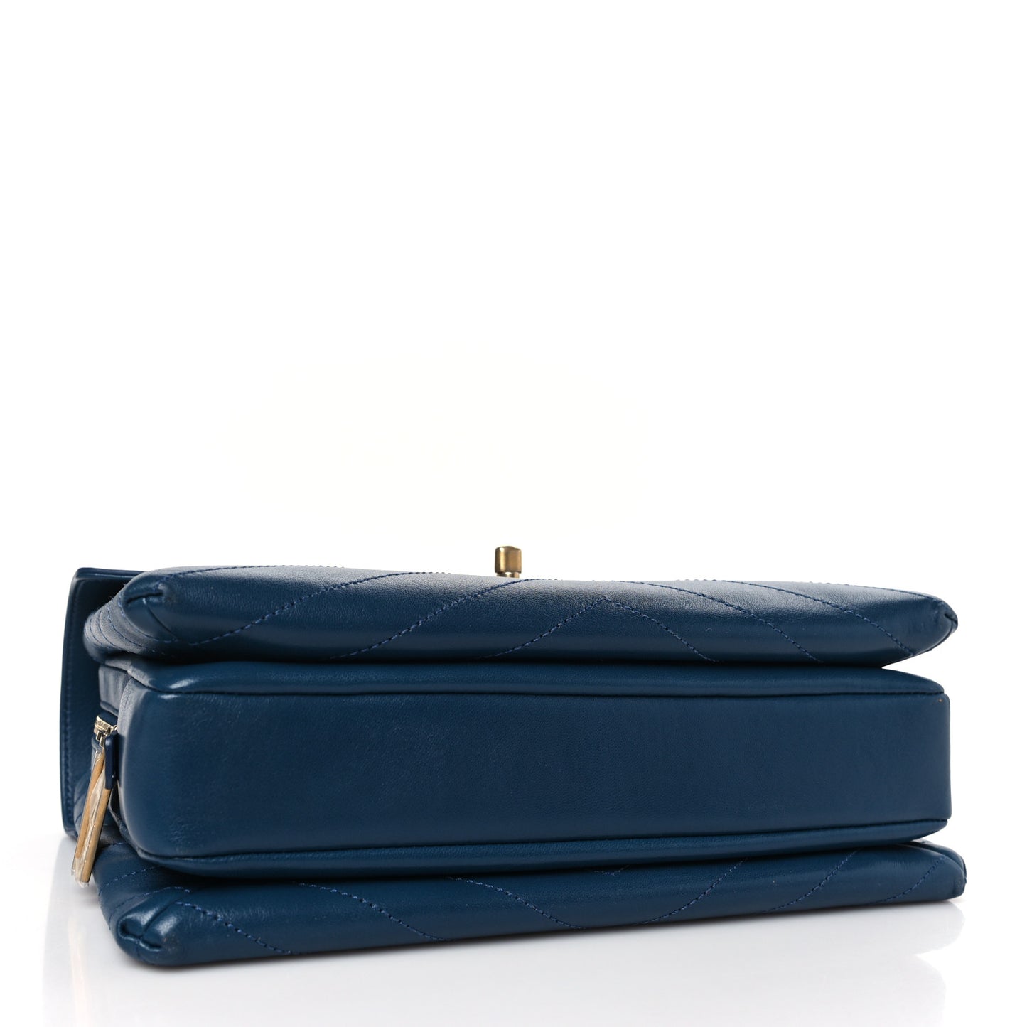 Lambskin Chevron Stitched Medium Envelope Flap Blue