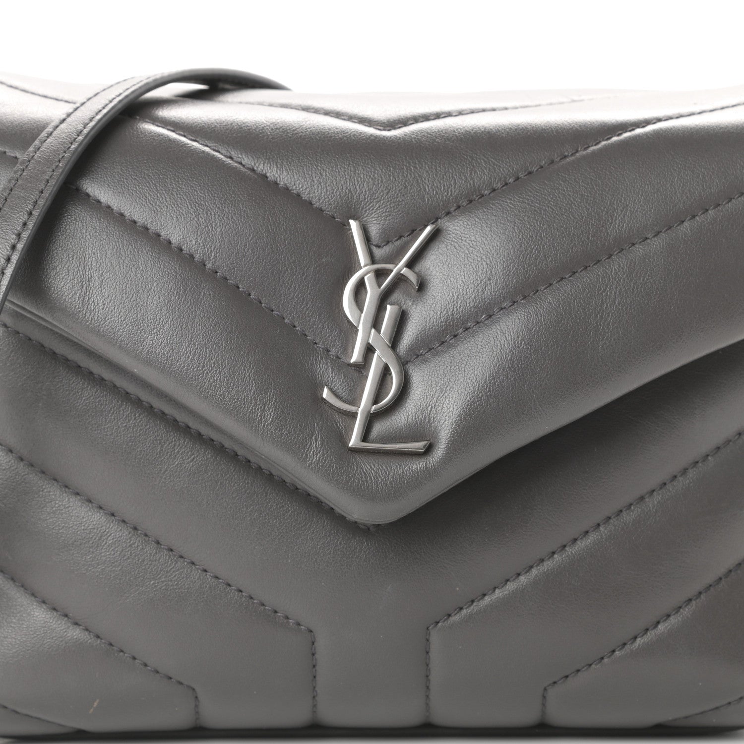 Saint Laurent Calfskin Y Quilted Monogram Toy Loulou Crossbody Bag Storm 10 of 18