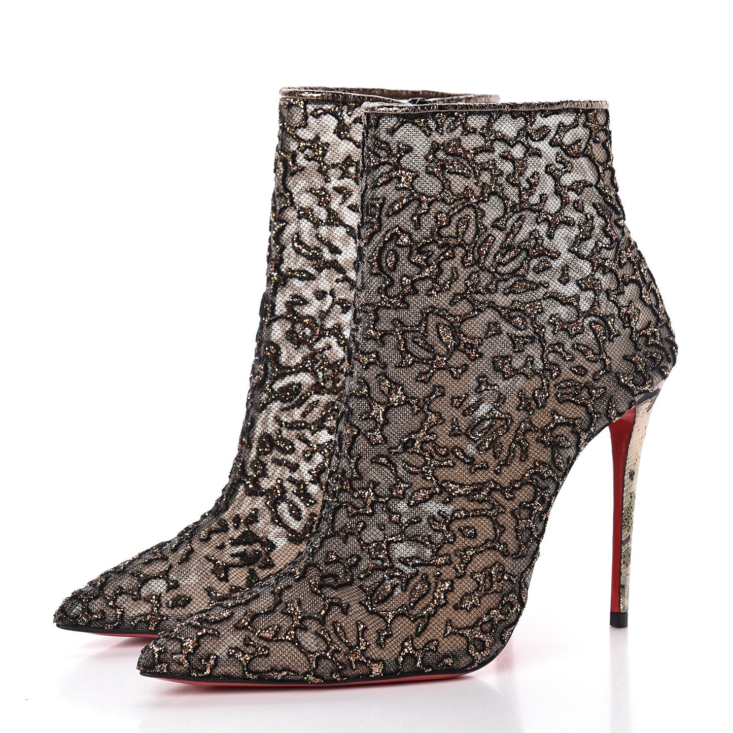 Mesh Glitter Nancy Bootie 100 Ankle Boots 36.5 Black