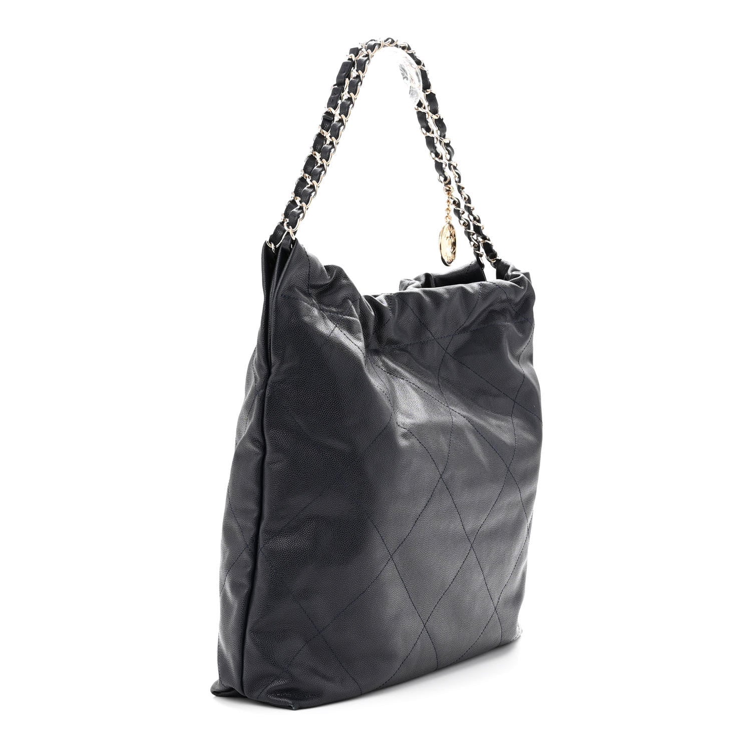 Chanel Shiny Caviar Quilted Small Chanel 22 Dark Blue 4 of 11