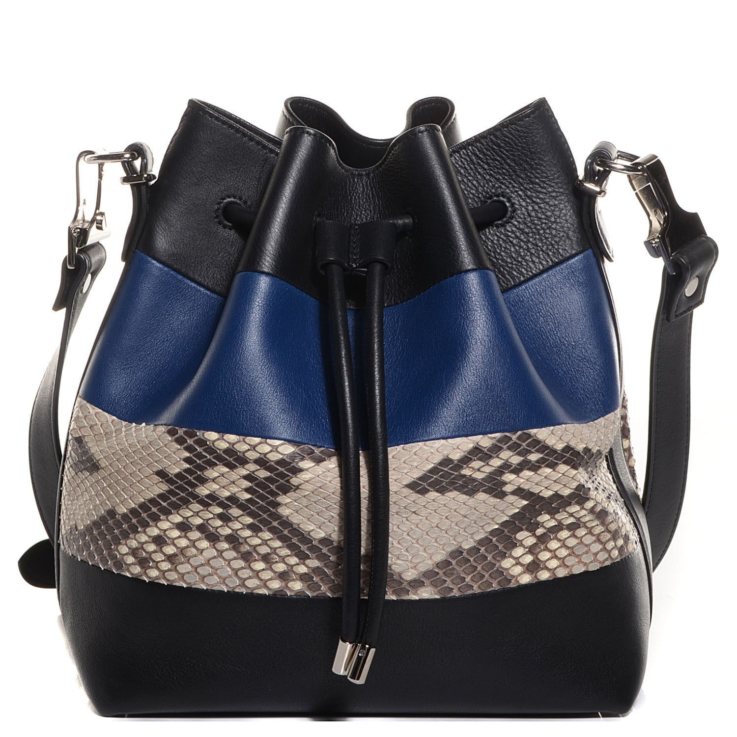 Proenza Schouler Smooth Leather Watersnake Patchwork Medium Bucket Bag Cadet 1 of 7