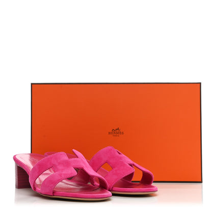 Hermes Suede Goatskin Oasis Sandals 37.5 Rose Fuchsia 12 of 12
