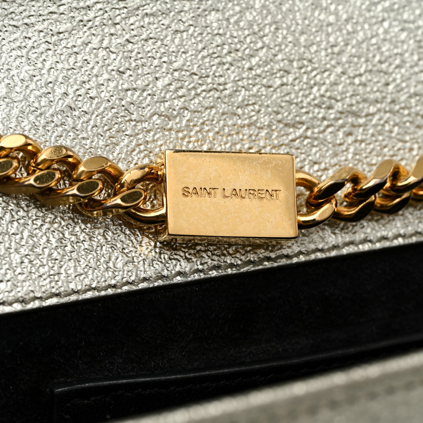 Metallic Calfskin Medium Classic Monogram Kate Satchel Pale Gold