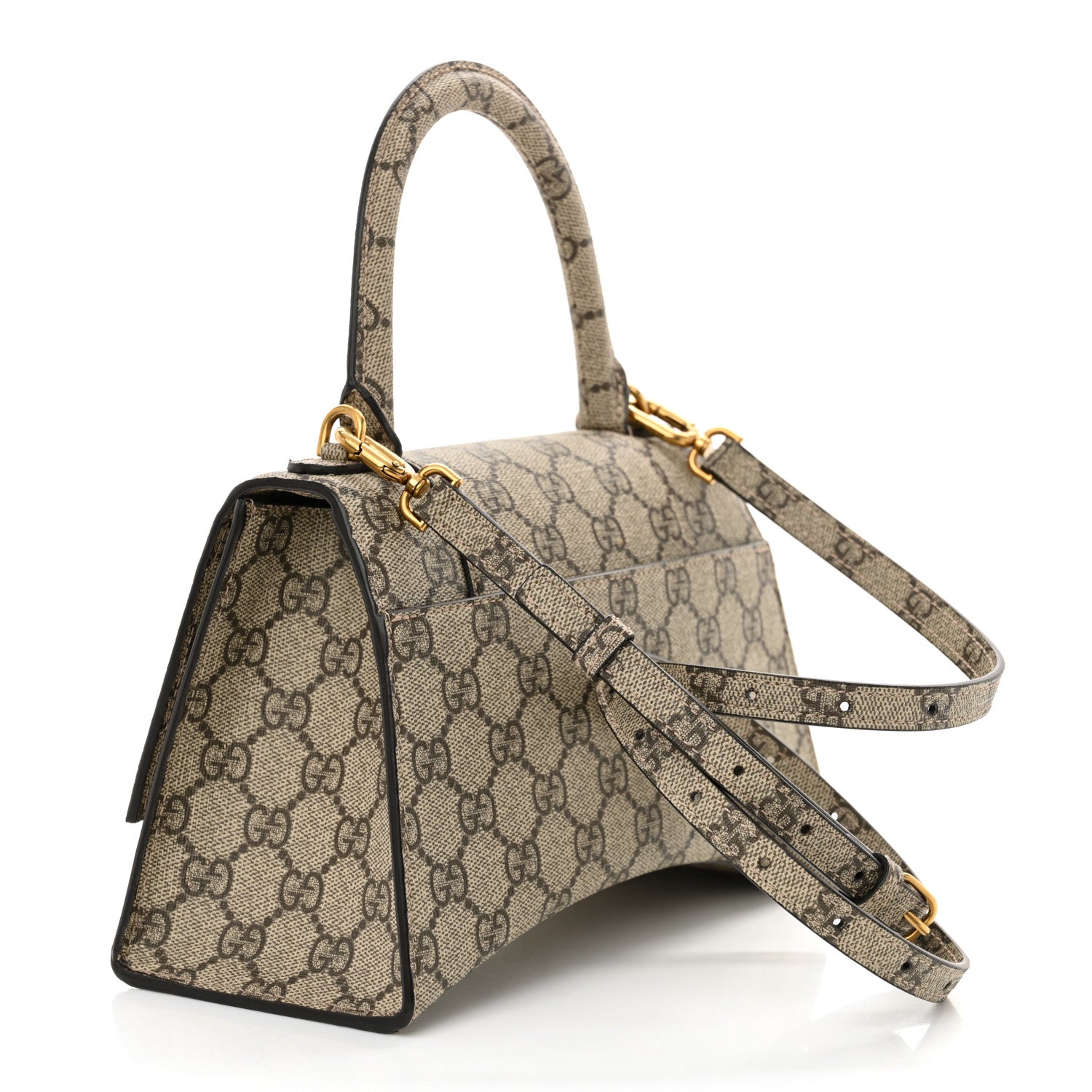 Balenciaga X GUCCI GG Supreme Monogram Small Hourglass Top Handle Bag Beige Ebony 3 of 10