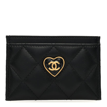 Chanel Lambskin Plexiglass Quilted Coco Love Card Holder Black 1 of 8