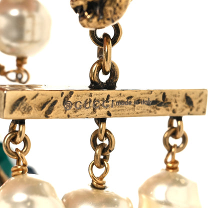 Gucci Metal Crystal Pearl Double G Bracelet Aged Gold Multicolor 8 of 8
