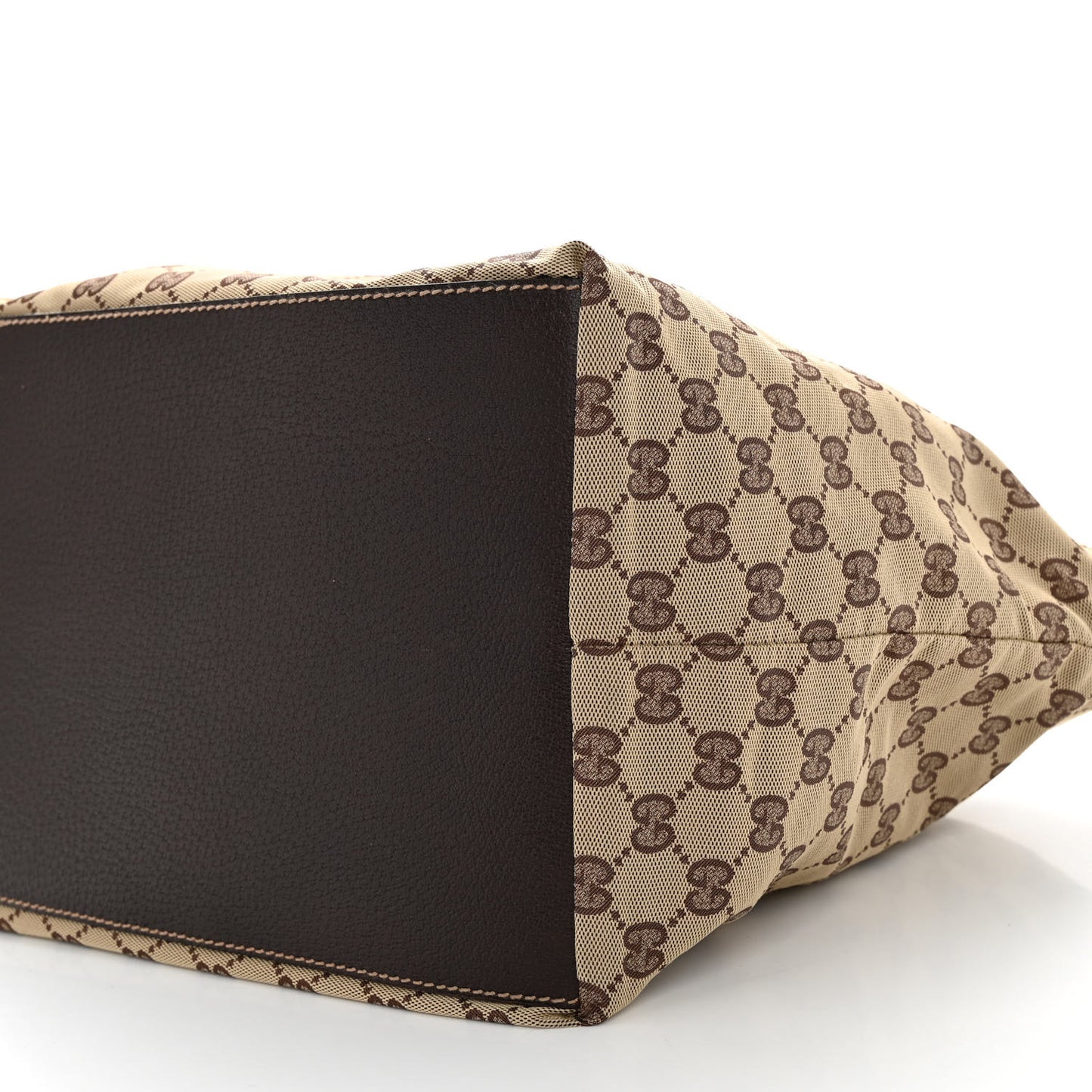 GG Monogram Medium Web Handle Bucket Tote Dark Brown