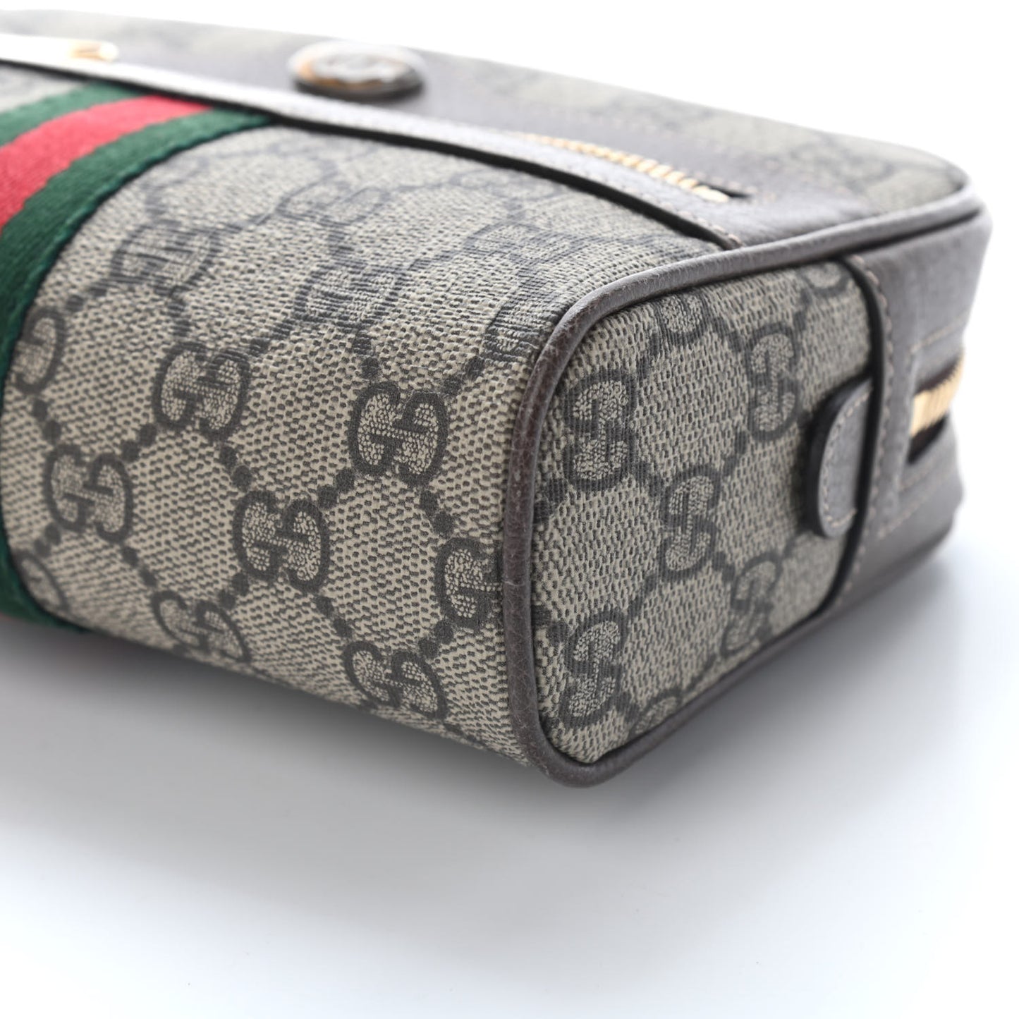 GG Supreme Monogram Web Small Ophidia Belt Bag 75 30 Dark Brown