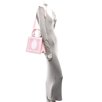 Christian Dior Cotton Toile De Jouy Oblique Embroidered Dior Medaillon Small Book Tote With Strap Soupir Pink White 2 of 10