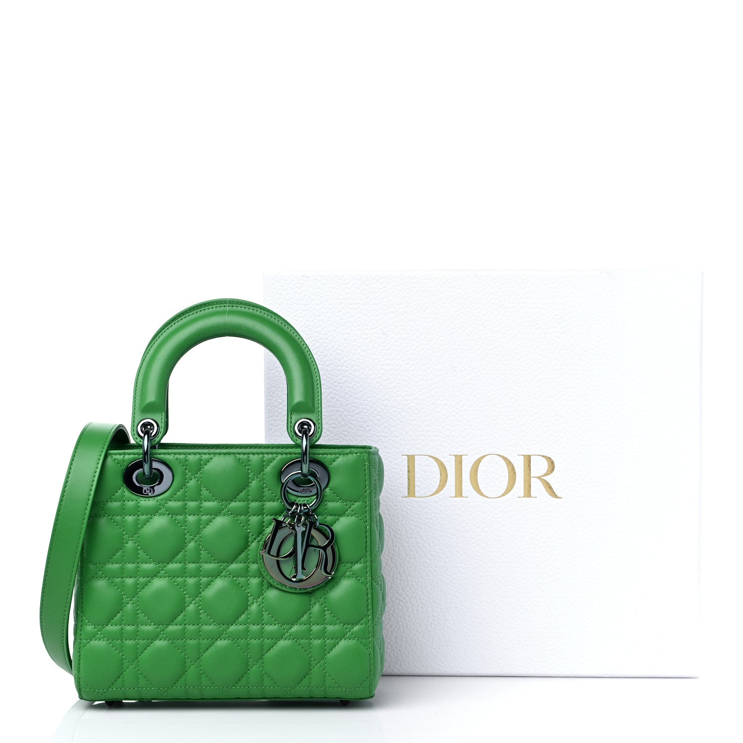 Christian Dior Lambskin Cannage Small Lady Dior Bright Green 8 of 8