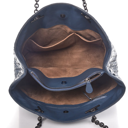 Bottega Veneta Calfskin Intrecciato Boutis Medium Tote Dark Denim 5 of 8