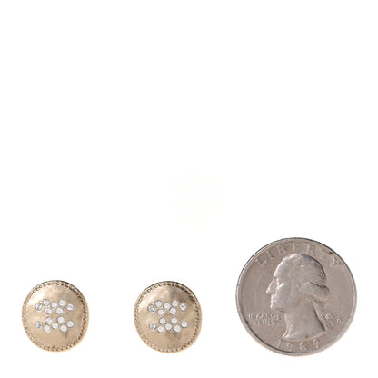 Chanel Metal Crystal CC Round Earrings Gold 2 of 4