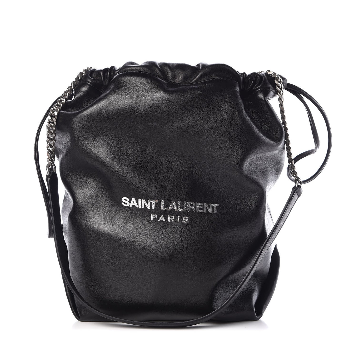 Lambskin Teddy Drawstring Bag Black