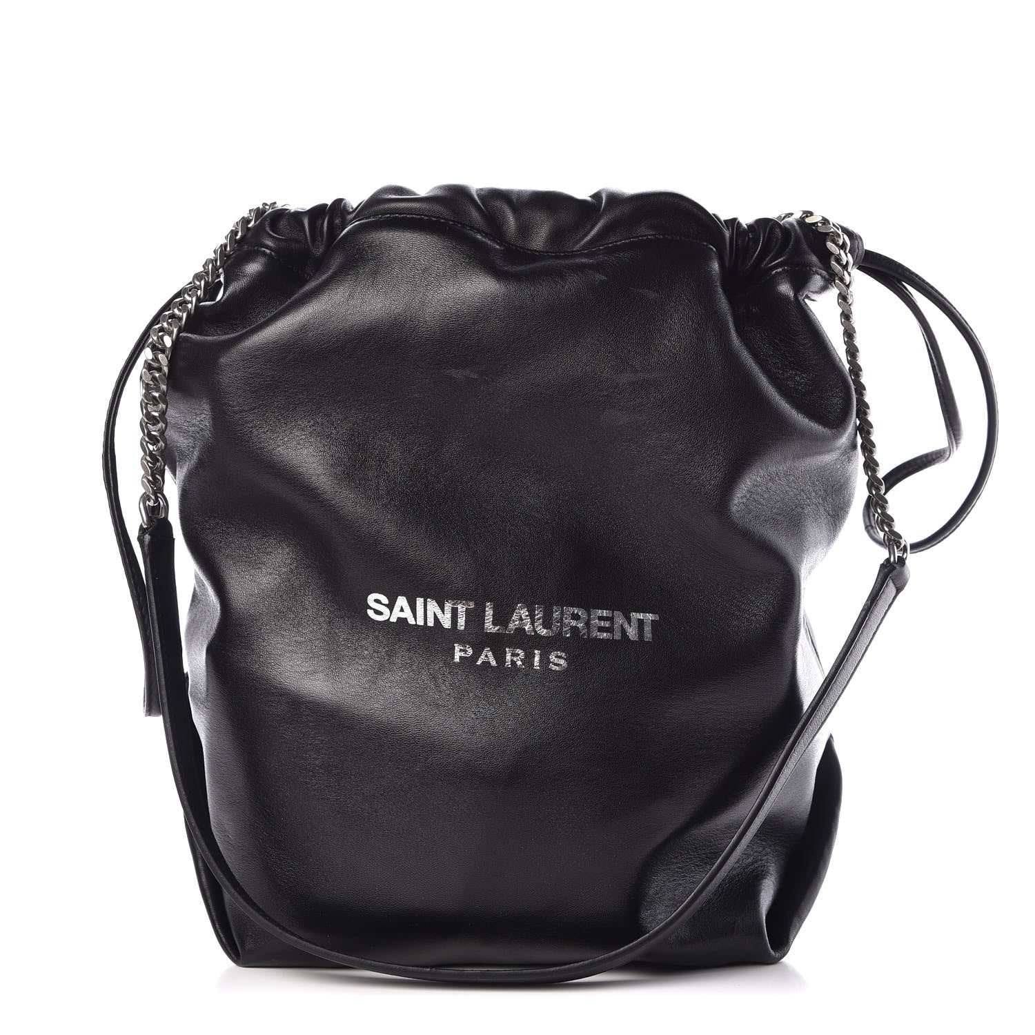 Saint Laurent Lambskin Teddy Drawstring Bag Black 1 of 13