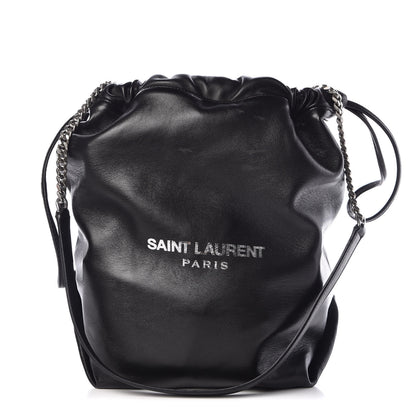 Saint Laurent Lambskin Teddy Drawstring Bag Black 1 of 13