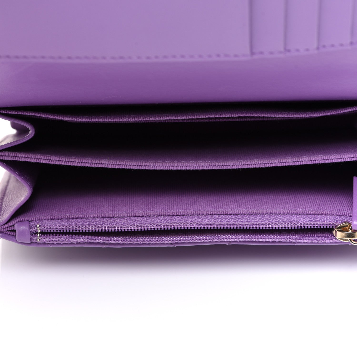 Chanel Lambskin Enamel Quilted Pending CC Clutch With Chain Purple 5 of 9