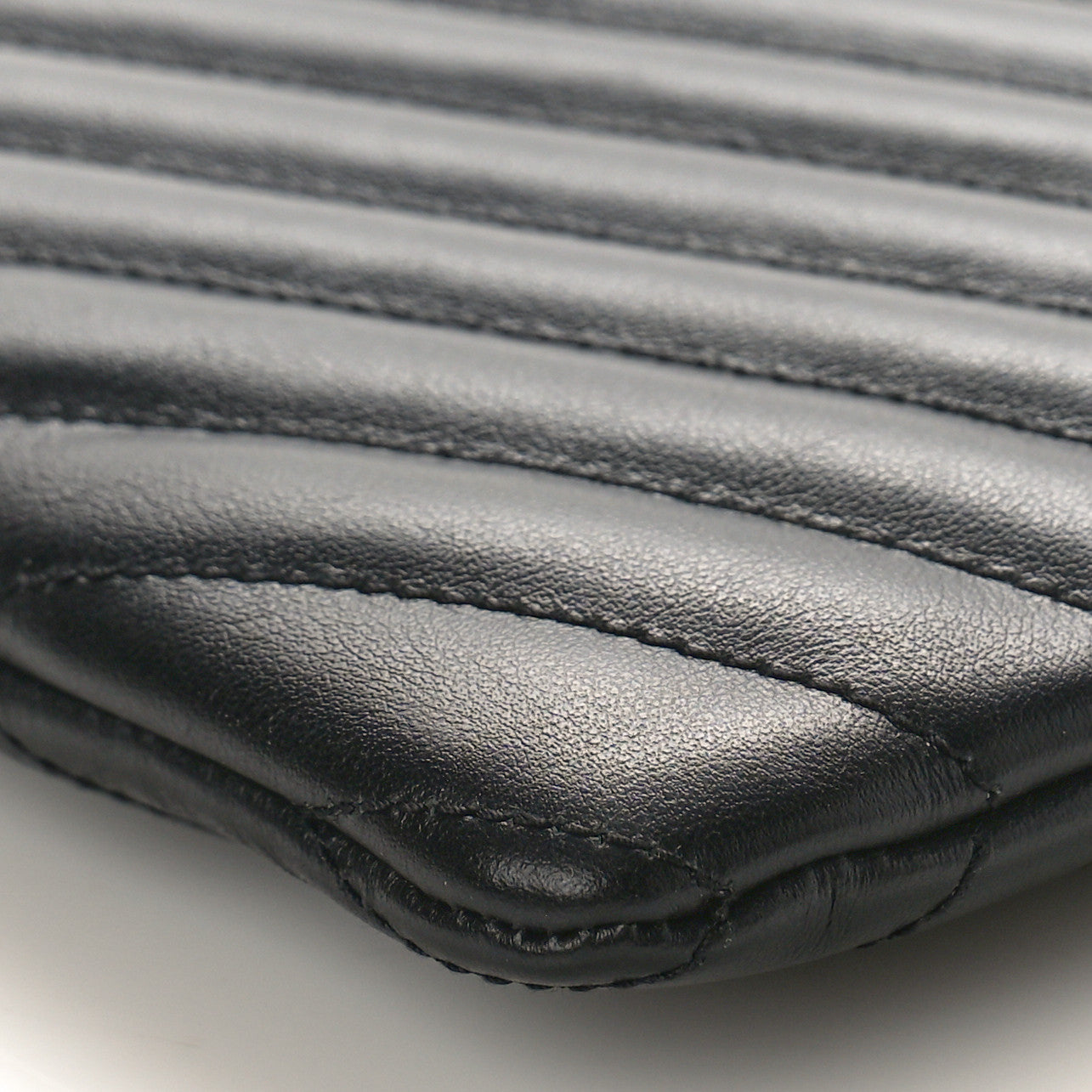 Calfskin Matelasse Chevron Monogram A5 Wristlet Black