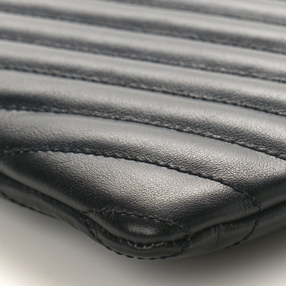 Saint Laurent Calfskin Matelasse Chevron Monogram A5 Wristlet Black 10 of 10