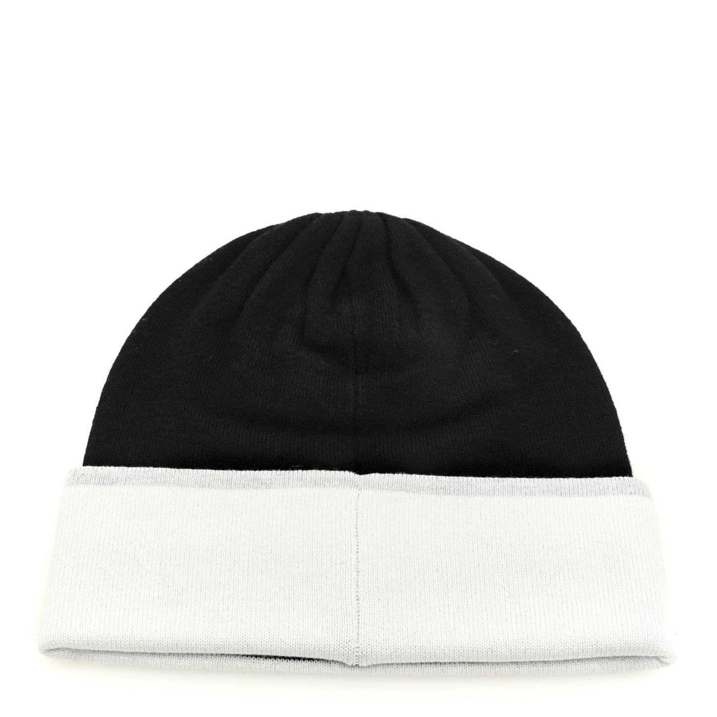 Cashmere Cotton CC Beanie Hat Black Light Grey White