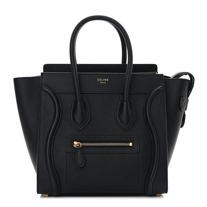 Celine Drummed Calfskin Micro Luggage Midnight 1 of 10