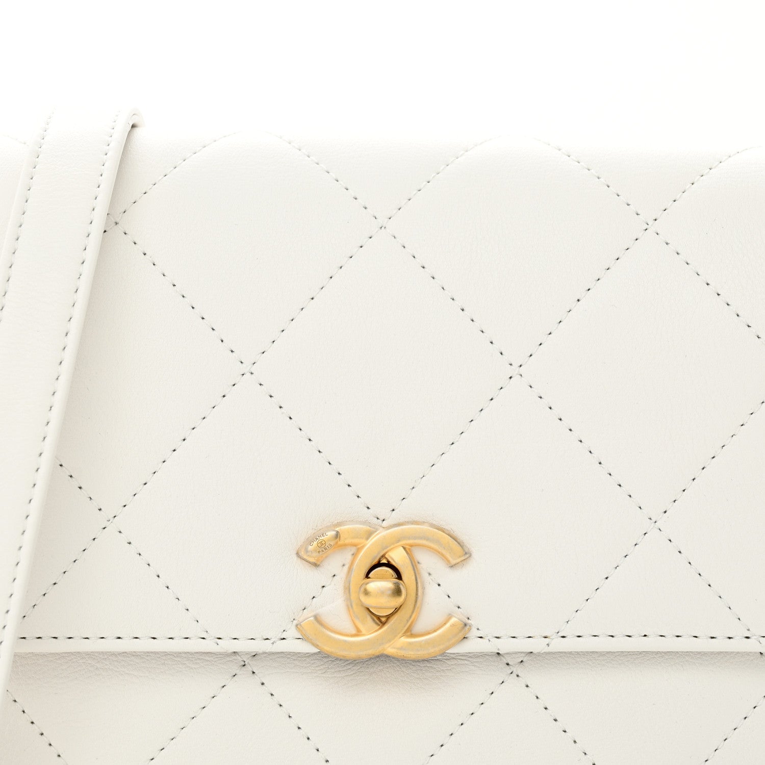 Chanel Calfskin Quilted Small Framing Chain Bag White 8 of 12