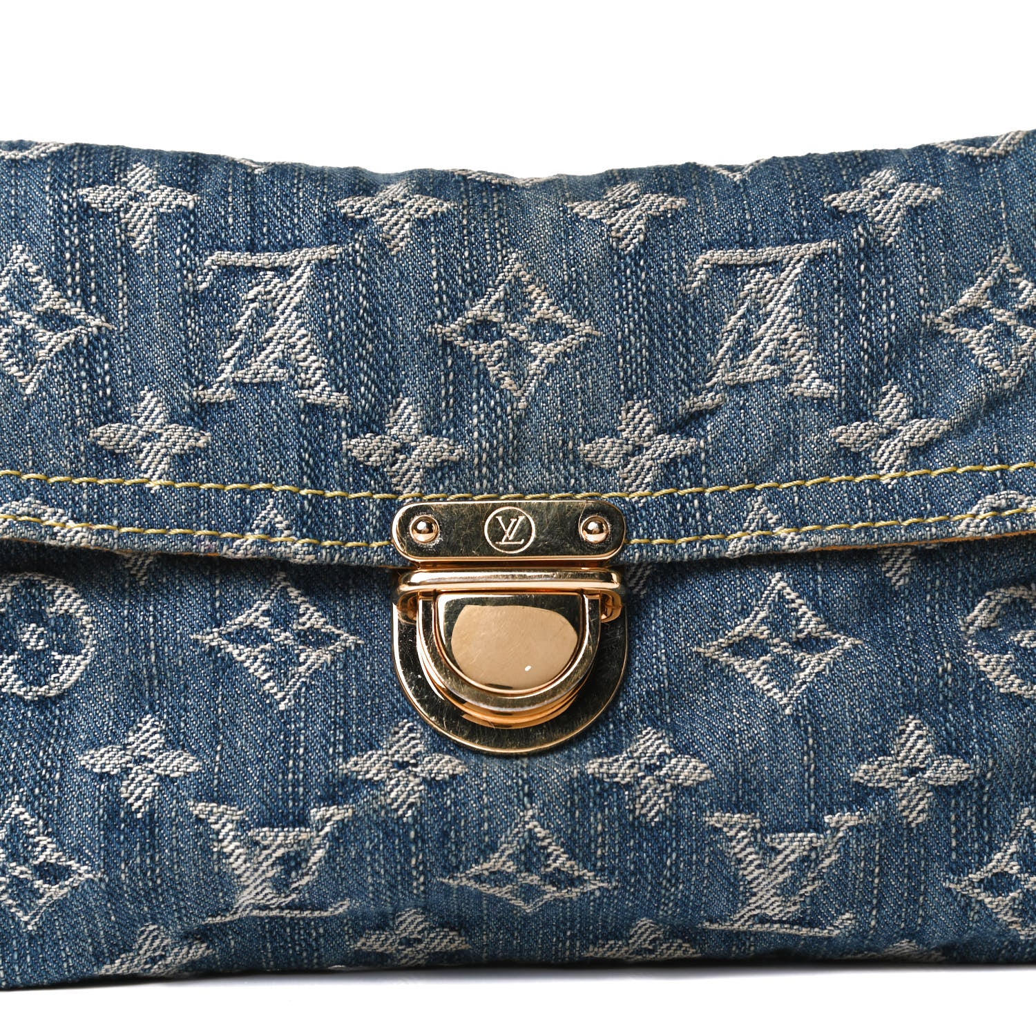 Louis Vuitton Monogram Denim Pochette Plat Clutch Blue 9 of 10