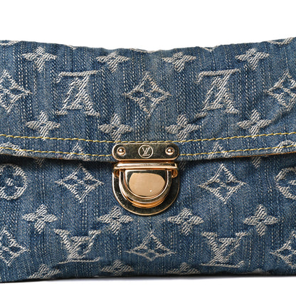Louis Vuitton Monogram Denim Pochette Plat Clutch Blue 9 of 10