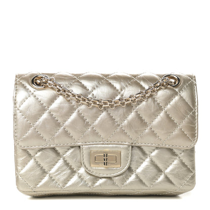 Chanel Metallic Aged Calfskin Quilted 2.55 Reissue Mini Flap Light Gold 1 of 12