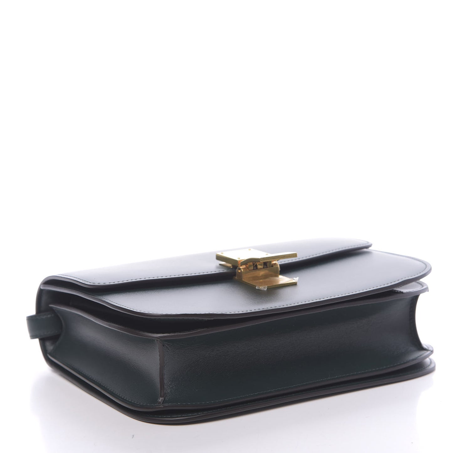 Box Calfskin Medium Classic Box Flap Bag Dark Green