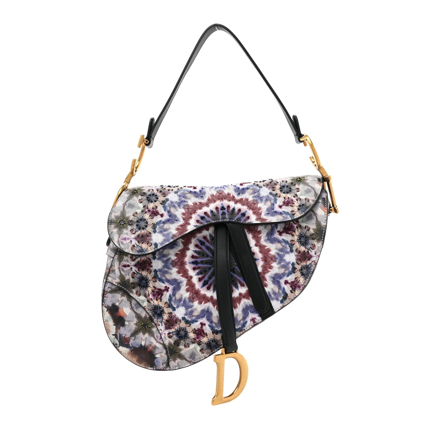 Christian Dior Canvas Embroidered Kaleidiorscopic Saddle Bag Blue Multicolor 1 of 12