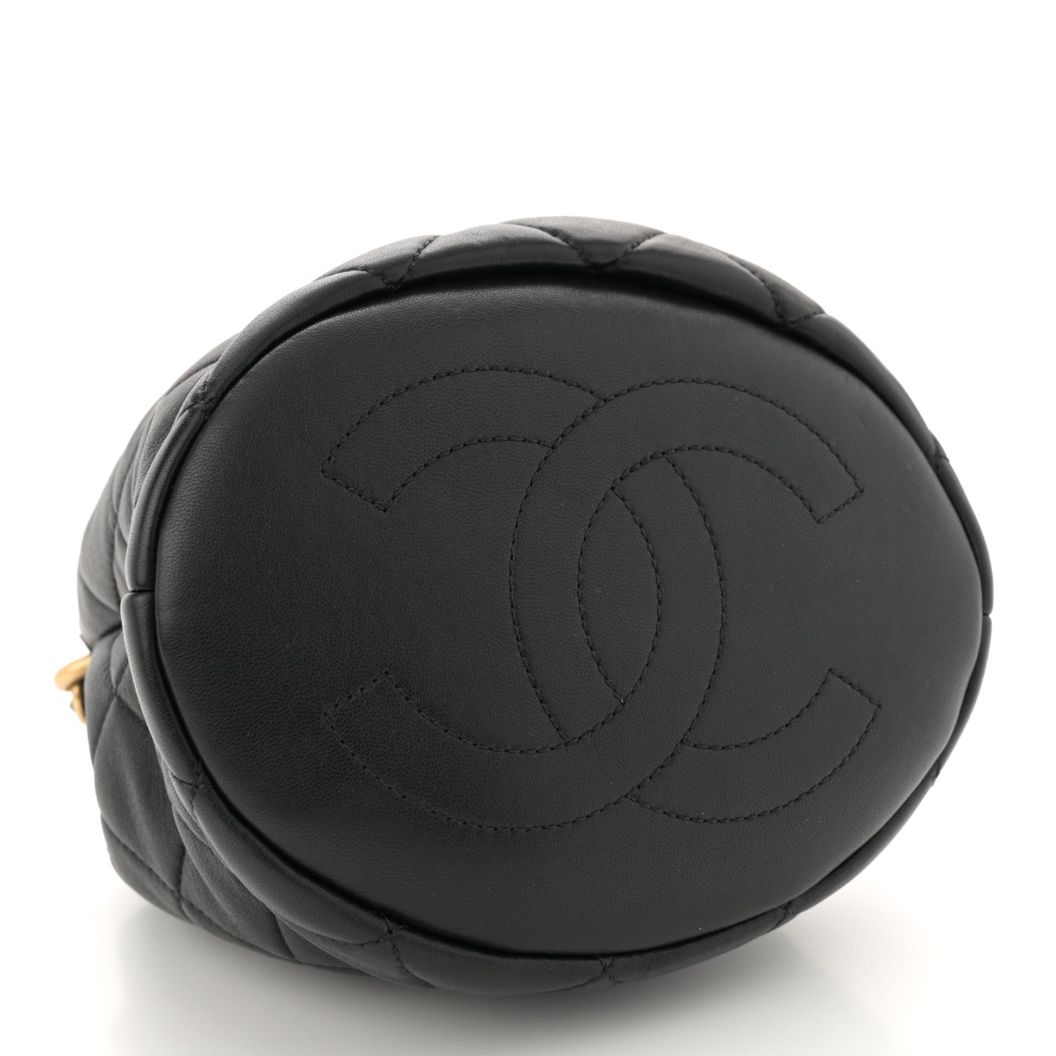 Chanel Lambskin Quilted Pearl Crown Drawstring Bag Black 4 of 11
