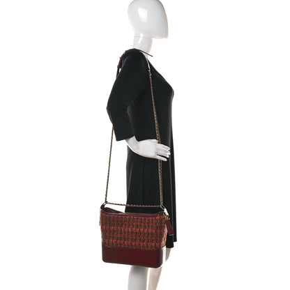 Chanel Tweed Calfskin Medium Gabrielle Hobo Burgundy 2 of 12