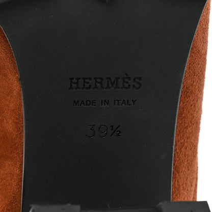 Hermes Suede Goatskin Woolskin Flore 60 Mules 39.5 Brun Amourette Ecru 6 of 10