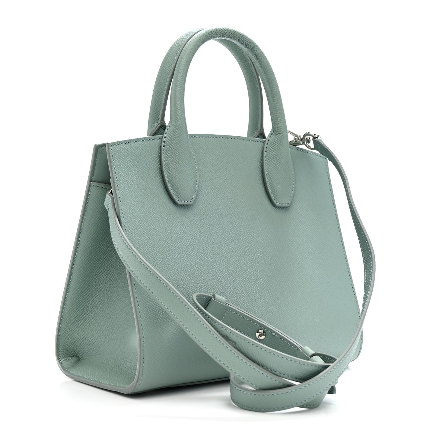 Hammered Calfskin Small The Studio Box Bag Aqua Green