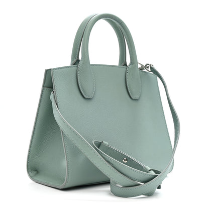 Salvatore Ferragamo Hammered Calfskin Small The Studio Box Bag Aqua Green 3 of 11