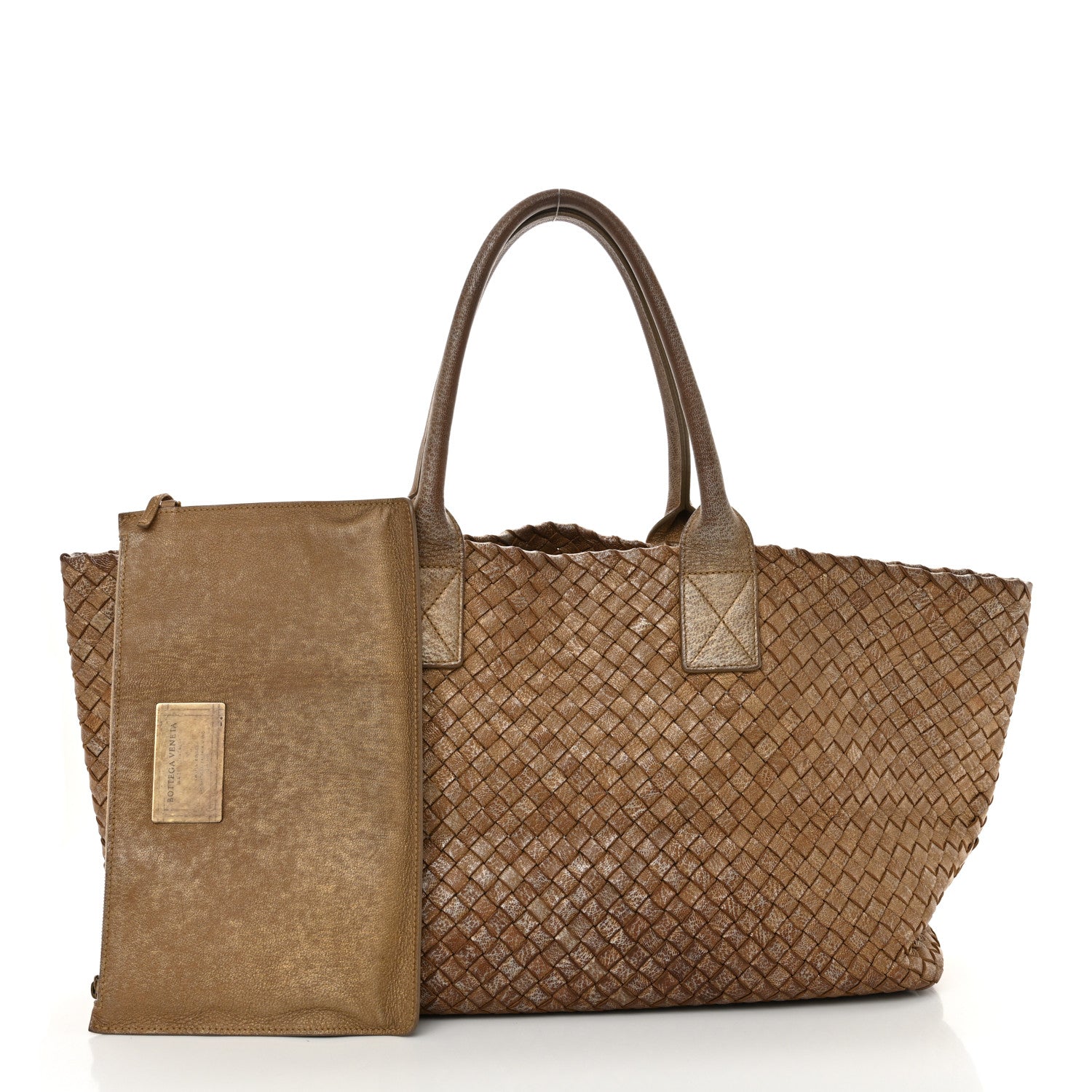 Bottega Veneta Metallic Chevre Intrecciato Medium Cabat Ottone 2 of 16