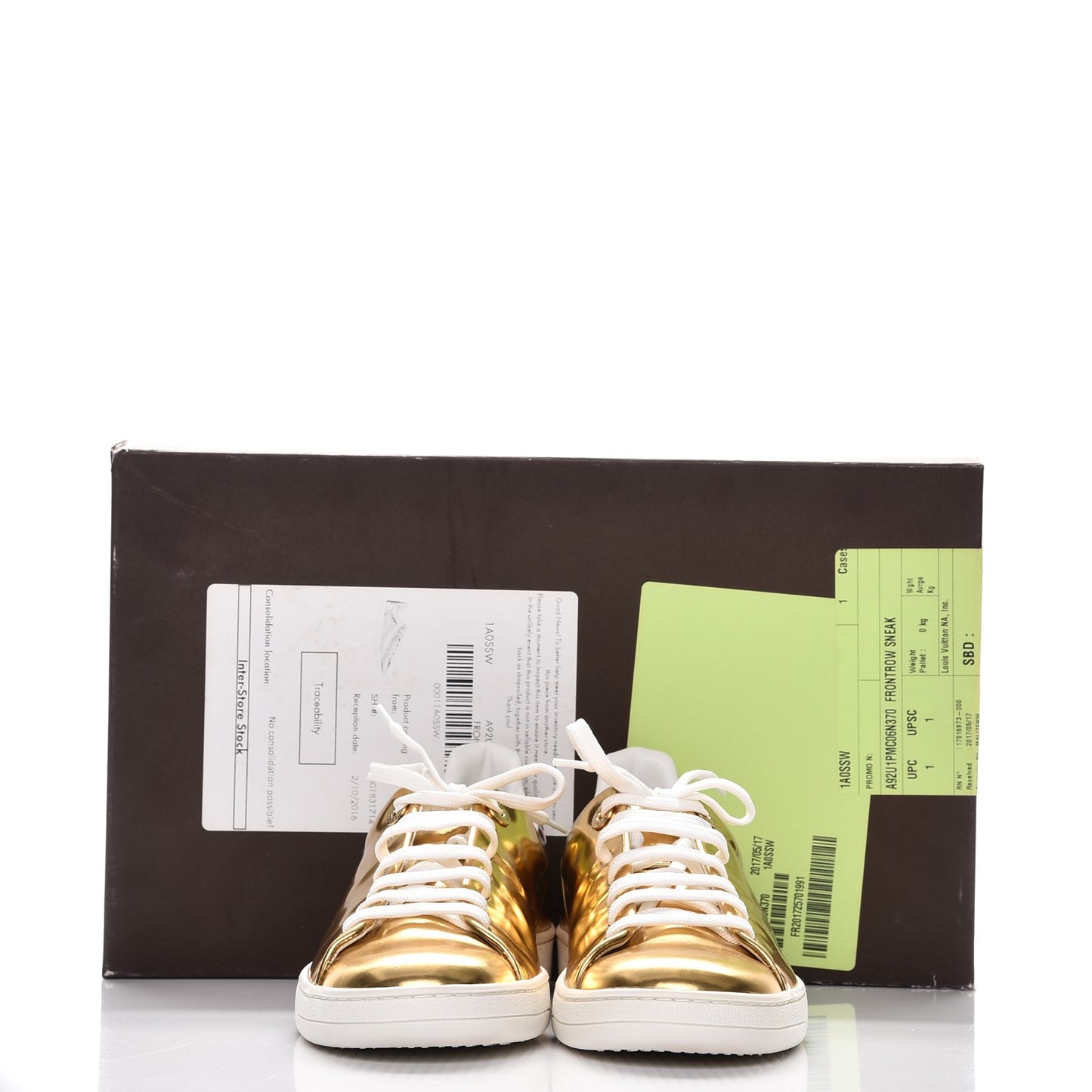 Metallic Calfskin Frontrow Sneakers 37 Gold
