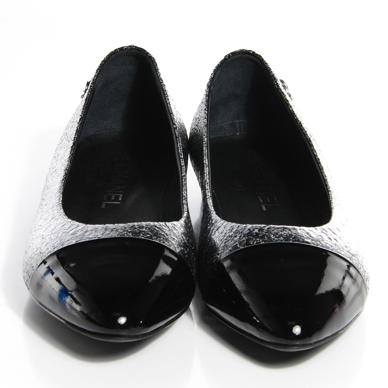 Chanel Metallic Crinkled Calfskin Pointed Toe Ballerina Flats 39 Dark Grey 2 of 6