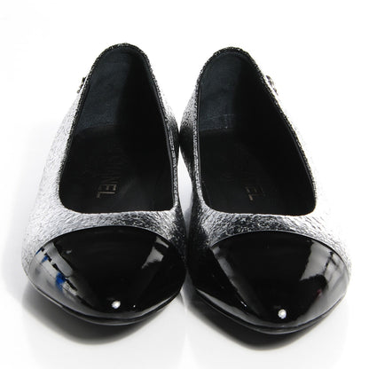Chanel Metallic Crinkled Calfskin Pointed Toe Ballerina Flats 39 Dark Grey 2 of 6