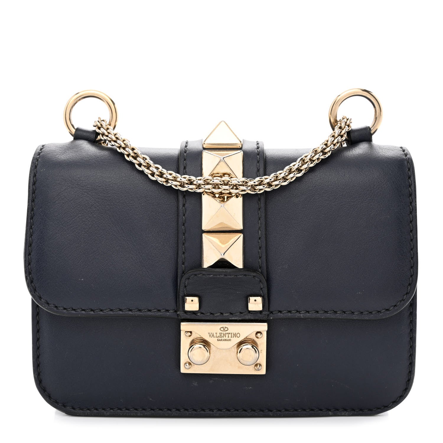Valentino Garavani Vitello Mini Glam Lock Rockstud Flap Black 1 of 9