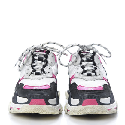 Balenciaga Fabric Mesh Womens Triple S Sneakers 36 Rose Fluo Black White 2 of 9