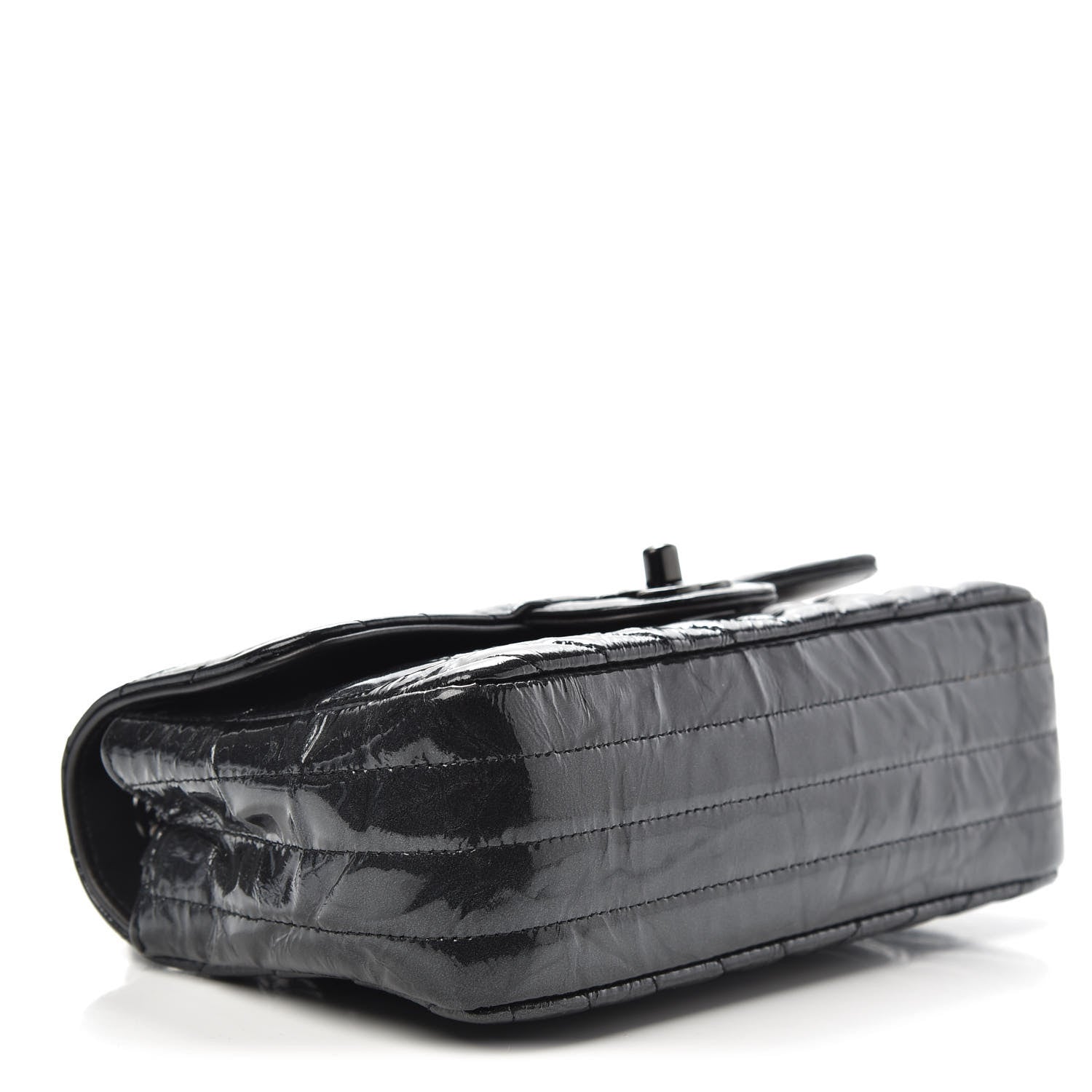 Chanel Patent Metallic Crumpled Calfskin Chevron Quilted Mini Rectangular Flap So Black 4 of 12