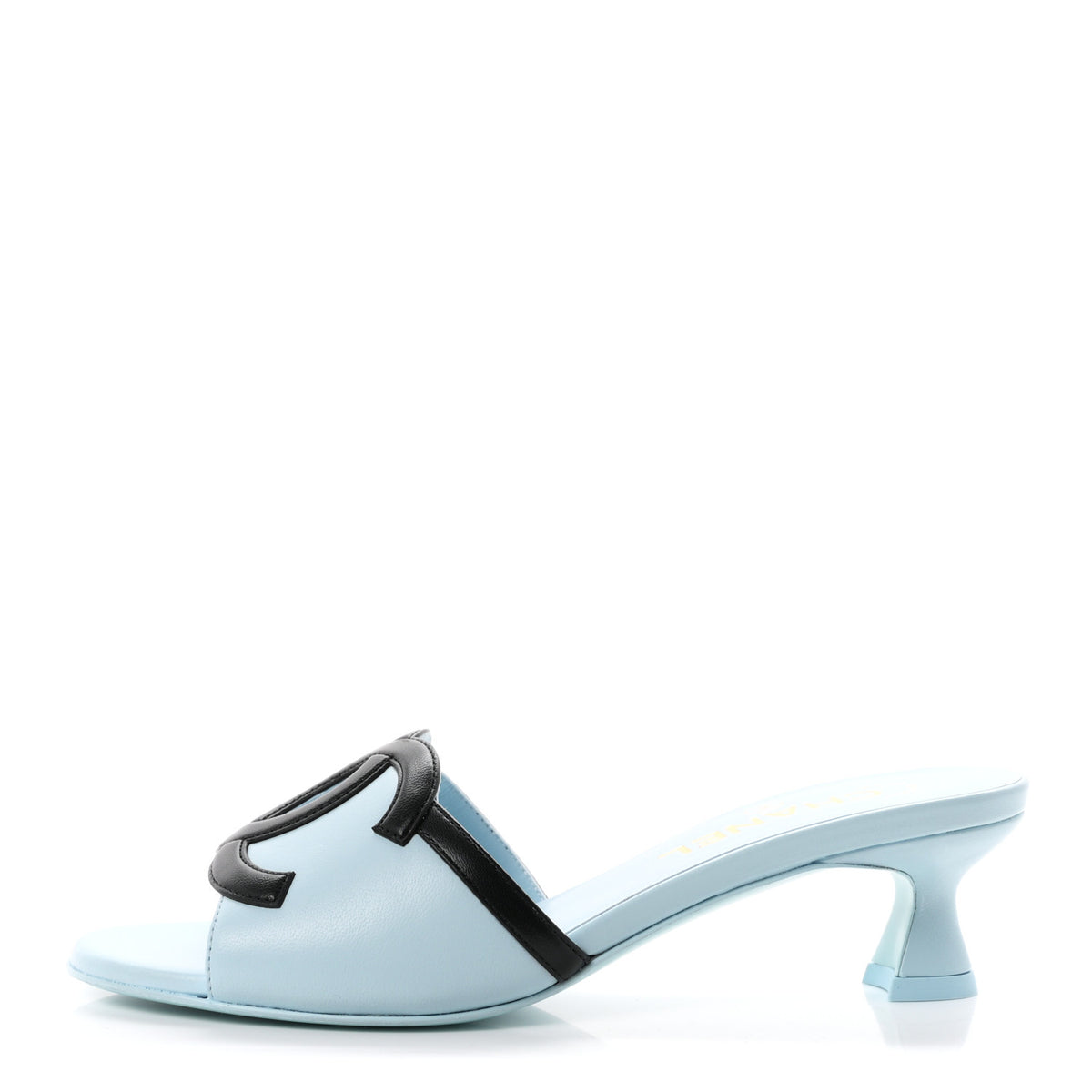 Chanel Lambskin CC Cutout Mules 36 Blue Black 1 of 10