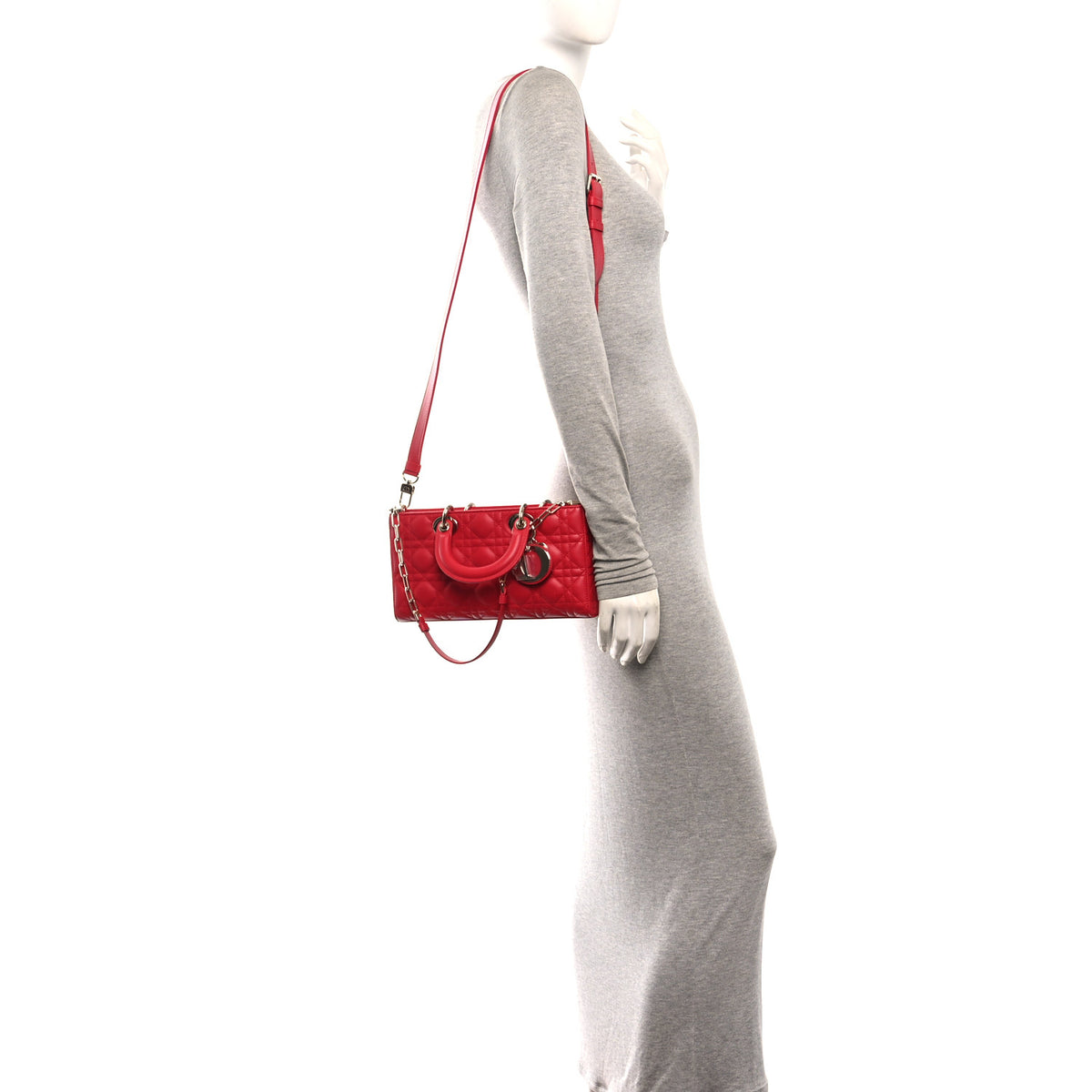 Christian Dior Lambskin Cannage Medium Lady D-Joy Flame Scarlet 2 of 9