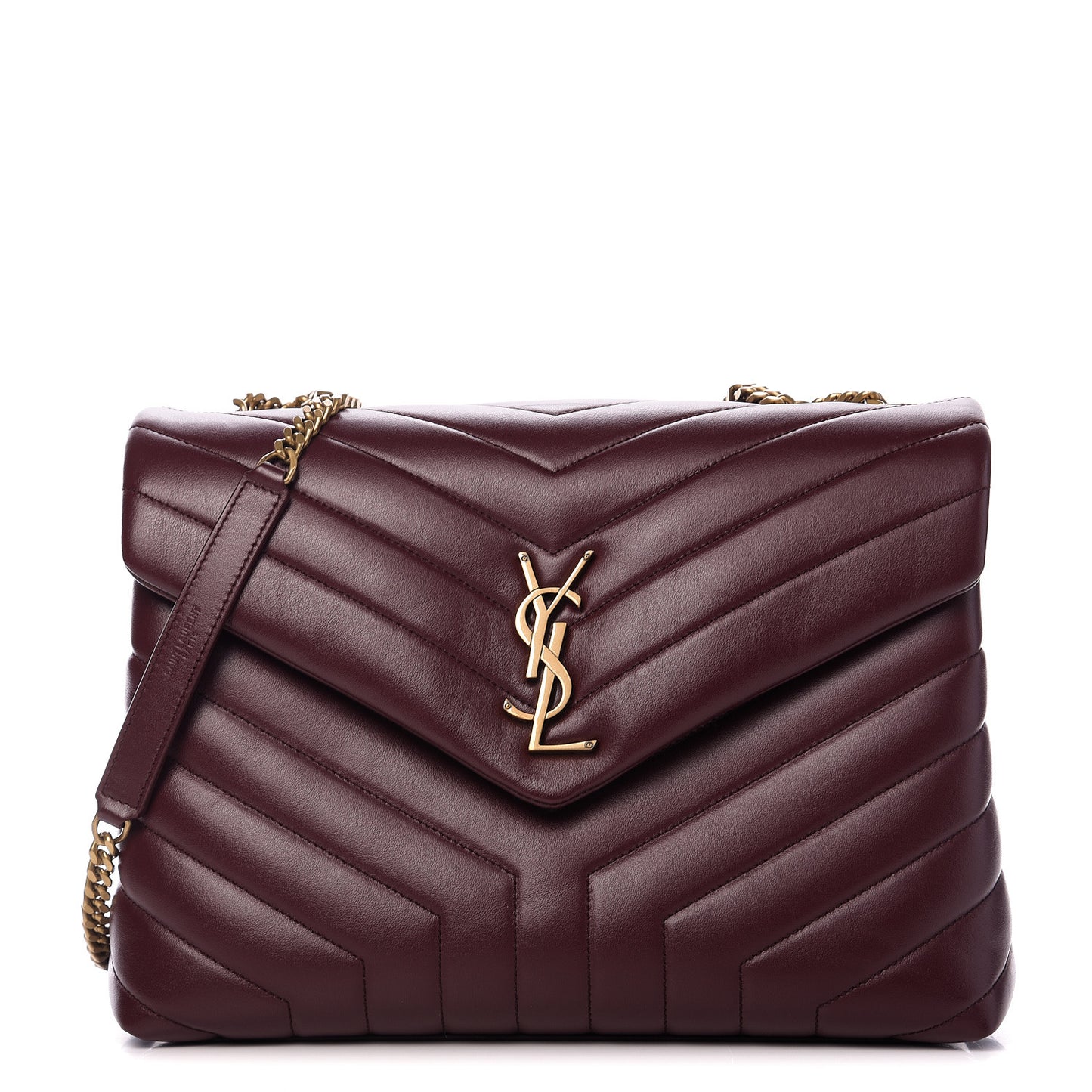 Calfskin Y Quilted Monogram Medium Loulou Chain Satchel Rouge Legion