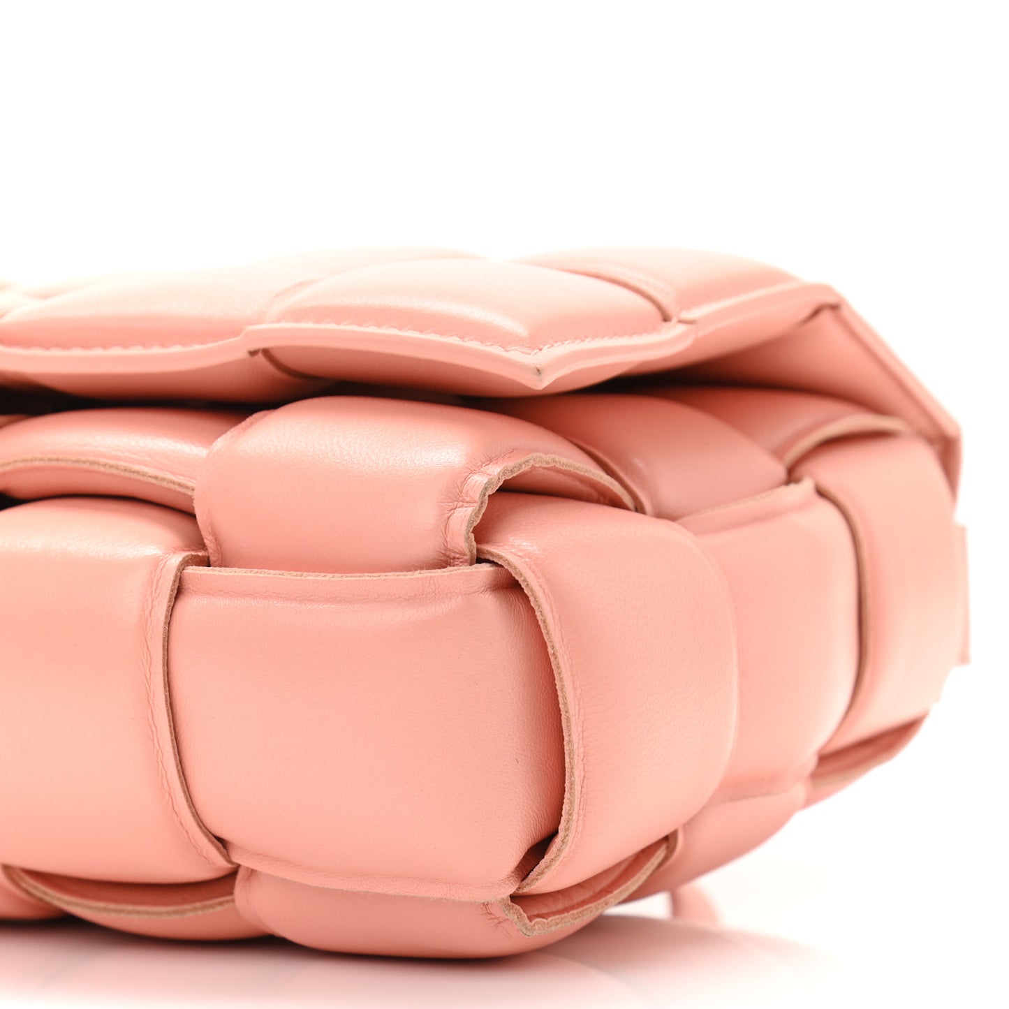 Nappa Maxi Intreccio Padded Cassette Crossbody Bag Peachy